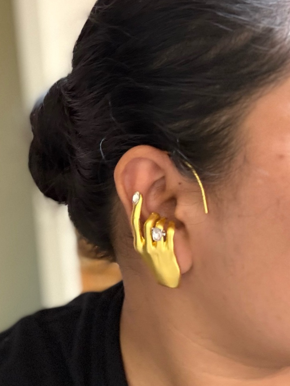 Schiaparelli Inspired Gold Sculptural Hand 1pc Ear Cuff